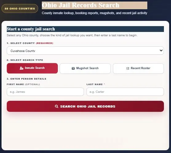 Ohio Jail Inmate Recent Arrest
